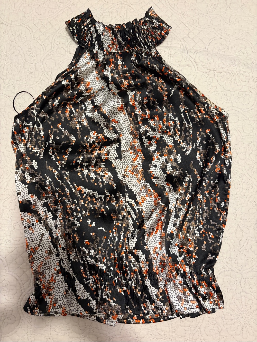 3 Next Blouses in Black, White & Orange Print